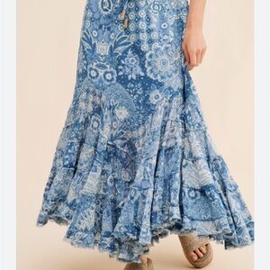 Elegant Blue Floral Maxi Skirt